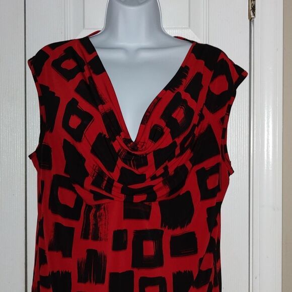 Michael  Michael Kors sleevless red black top Sz XL - Picture 3 of 5